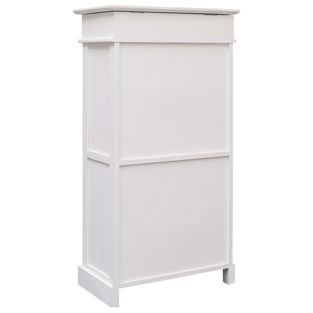 Craft Shoe Cabinet Brown & White Paulownia wood 2 Compartments Tall