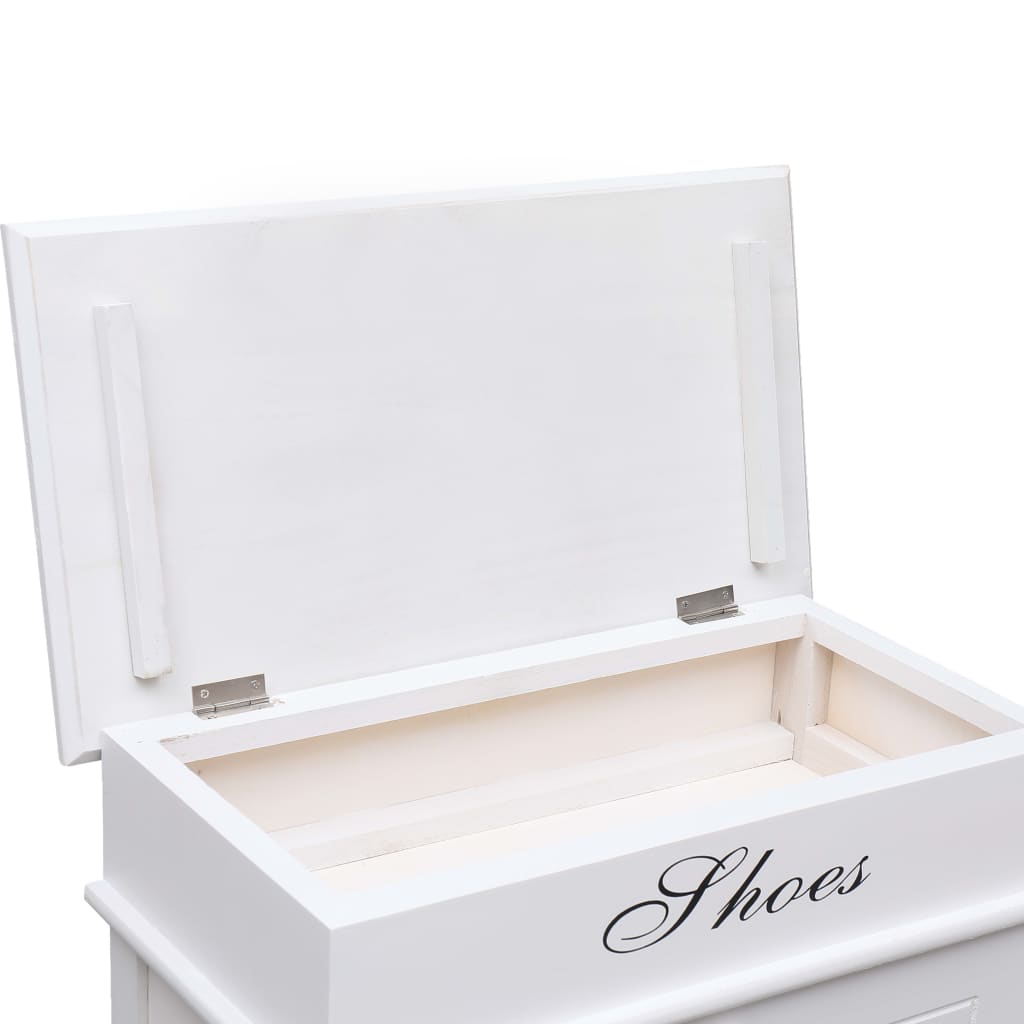 Craft Shoe Cabinet Brown & White Paulownia wood 2 Compartments Tall