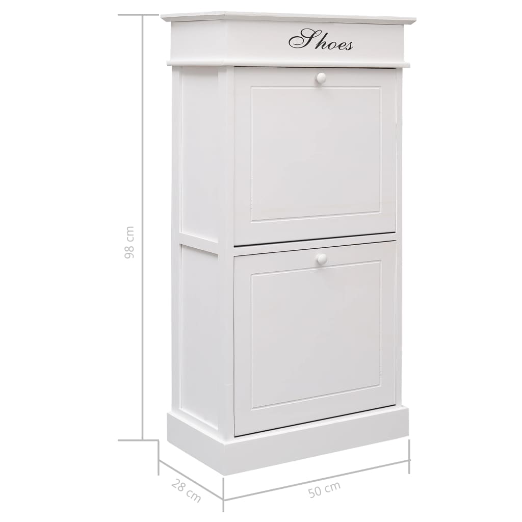 Craft Shoe Cabinet Brown & White Paulownia wood 2 Compartments Tall