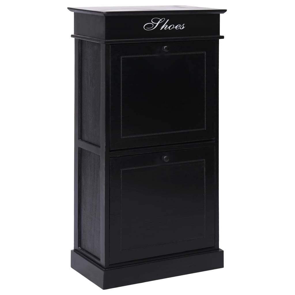 Craft Shoe Cabinet Brown & White Paulownia wood 2 Compartments Tall