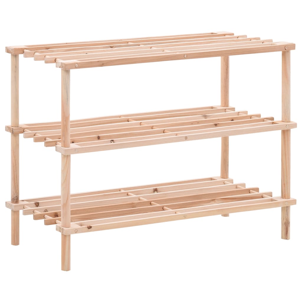 Craft Shoe Rack Natural Oak 3 Tiers Rectangular