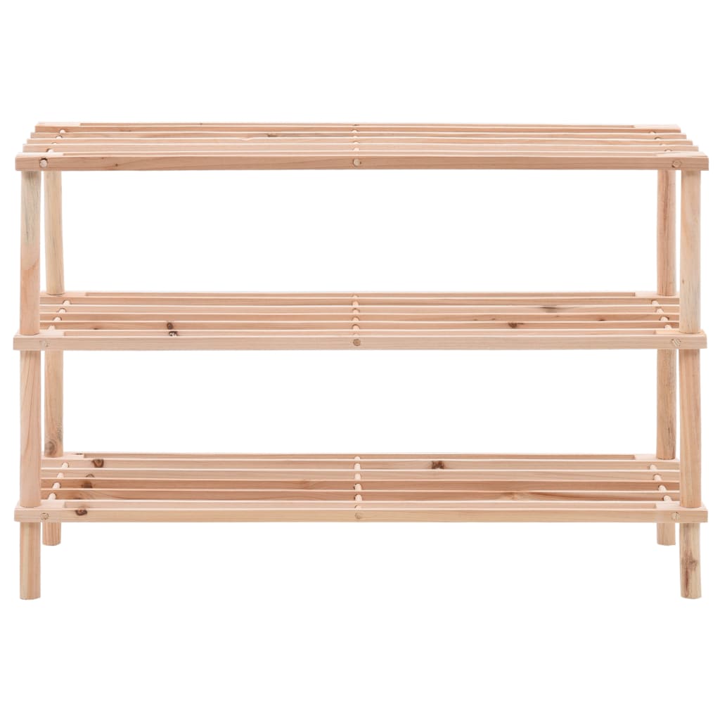 Craft Shoe Rack Natural Oak 3 Tiers Rectangular