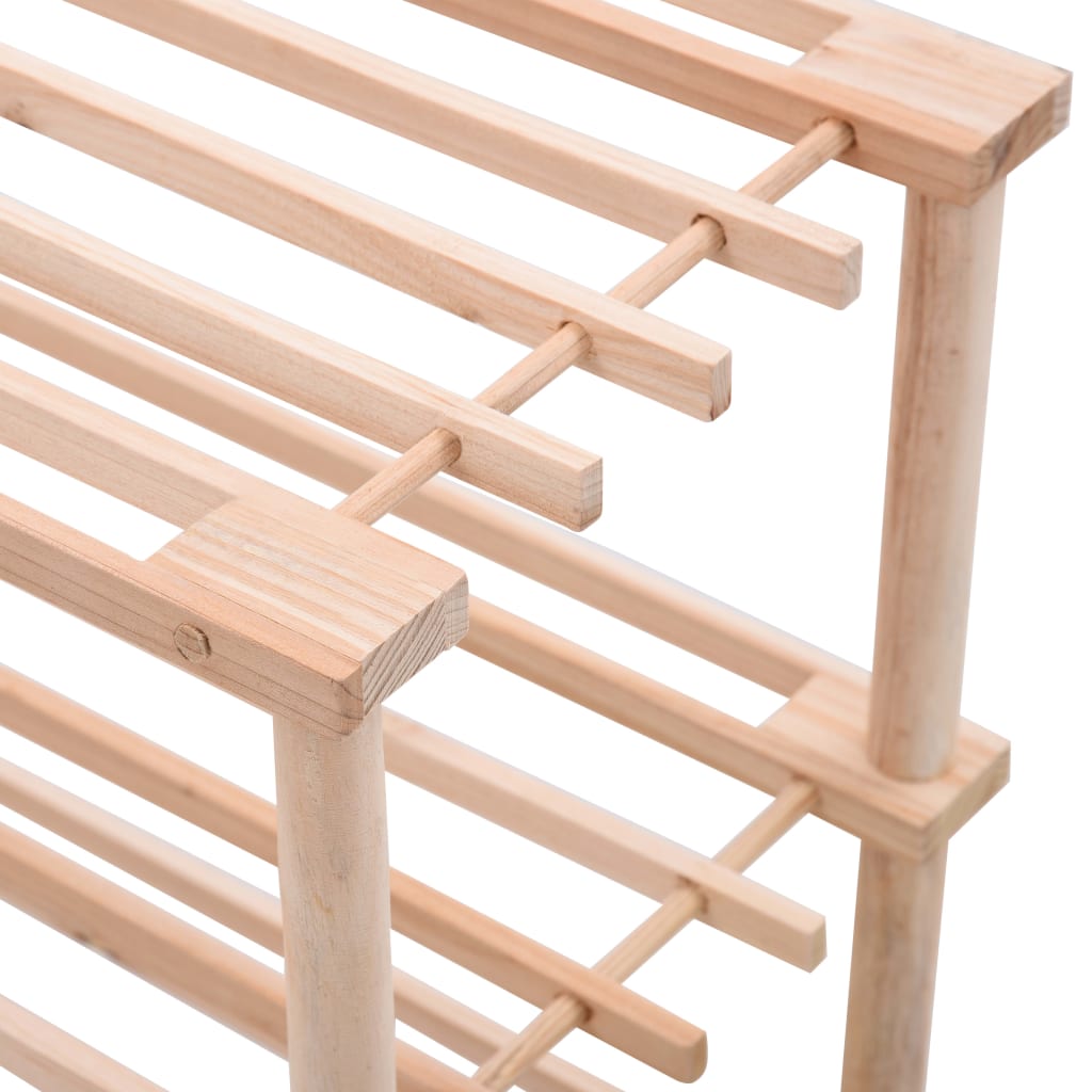 Craft Shoe Rack Natural Oak 3 Tiers Rectangular