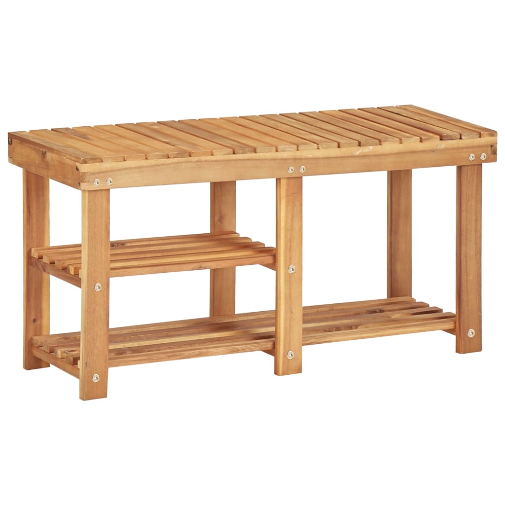 Mode Shoe Rack Natural Solid Acacia Compact 3 Tiers & 4 Compartments