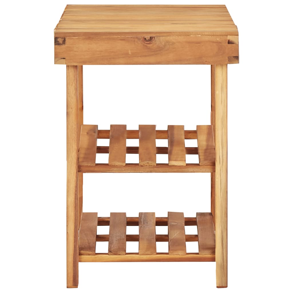 Mode Shoe Rack Natural Solid Acacia Compact 3 Tiers & 4 Compartments