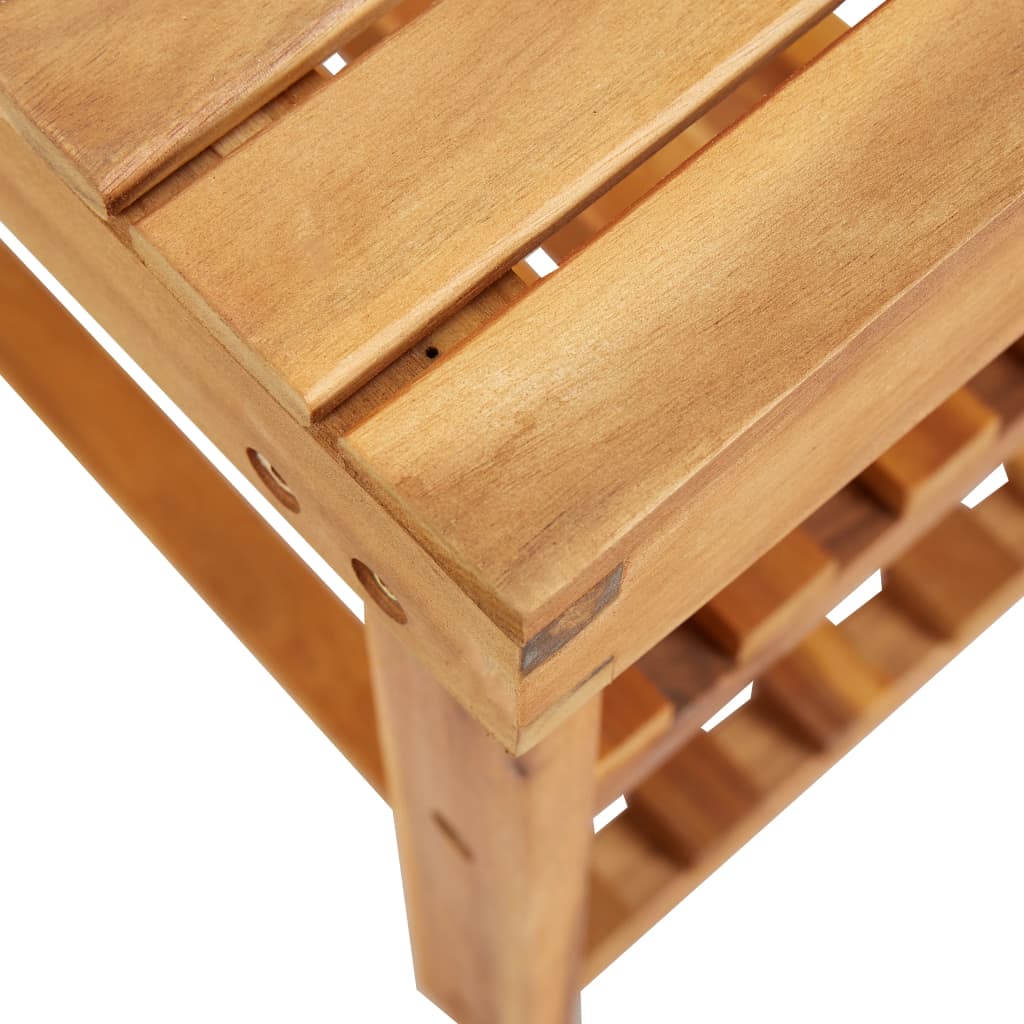 Mode Shoe Rack Natural Solid Acacia Compact 3 Tiers & 4 Compartments
