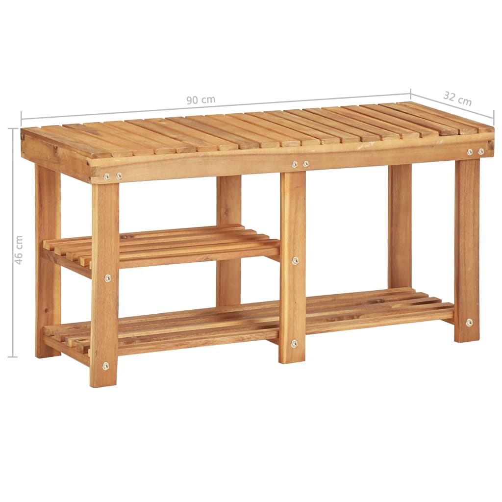Mode Shoe Rack Natural Solid Acacia Compact 3 Tiers & 4 Compartments