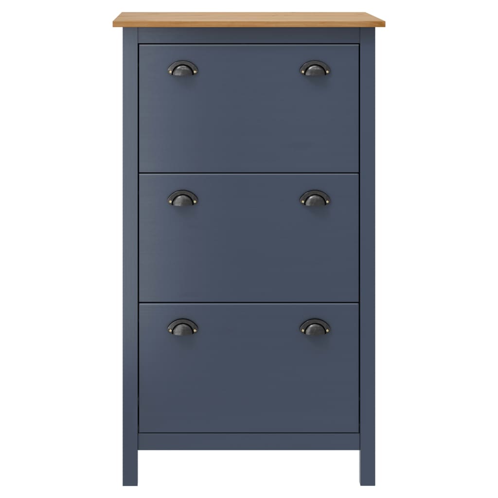 Earth Shoe Cabinet Brown & White Paulownia Wood 3 Compartments Tall