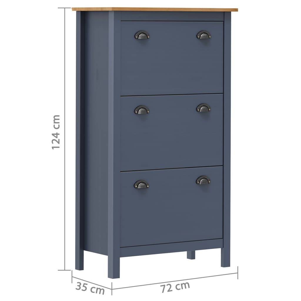 Earth Shoe Cabinet Brown & White Paulownia Wood 3 Compartments Tall