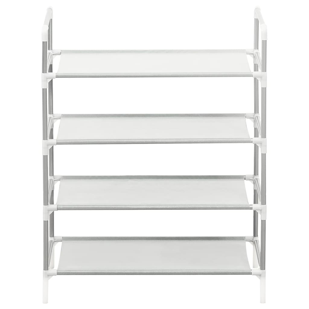 Shoe Rack Silver Metal & Non-Woven Fabric 4 Tiers
