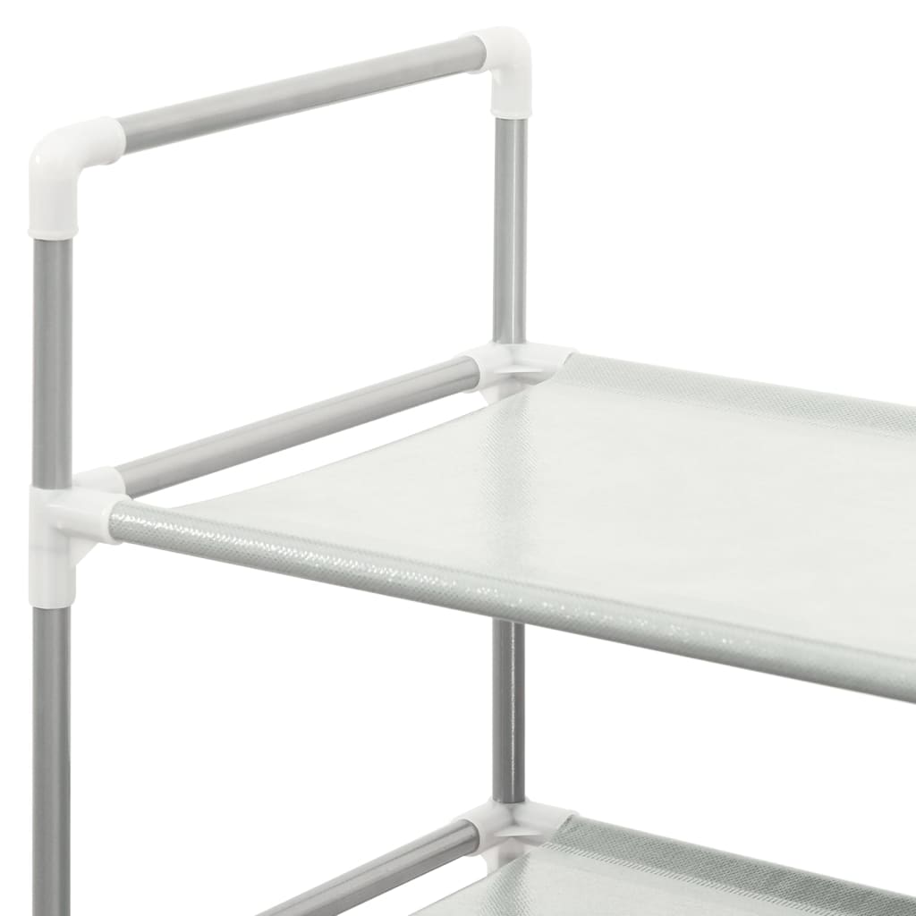 Shoe Rack Silver Metal & Non-Woven Fabric 4 Tiers