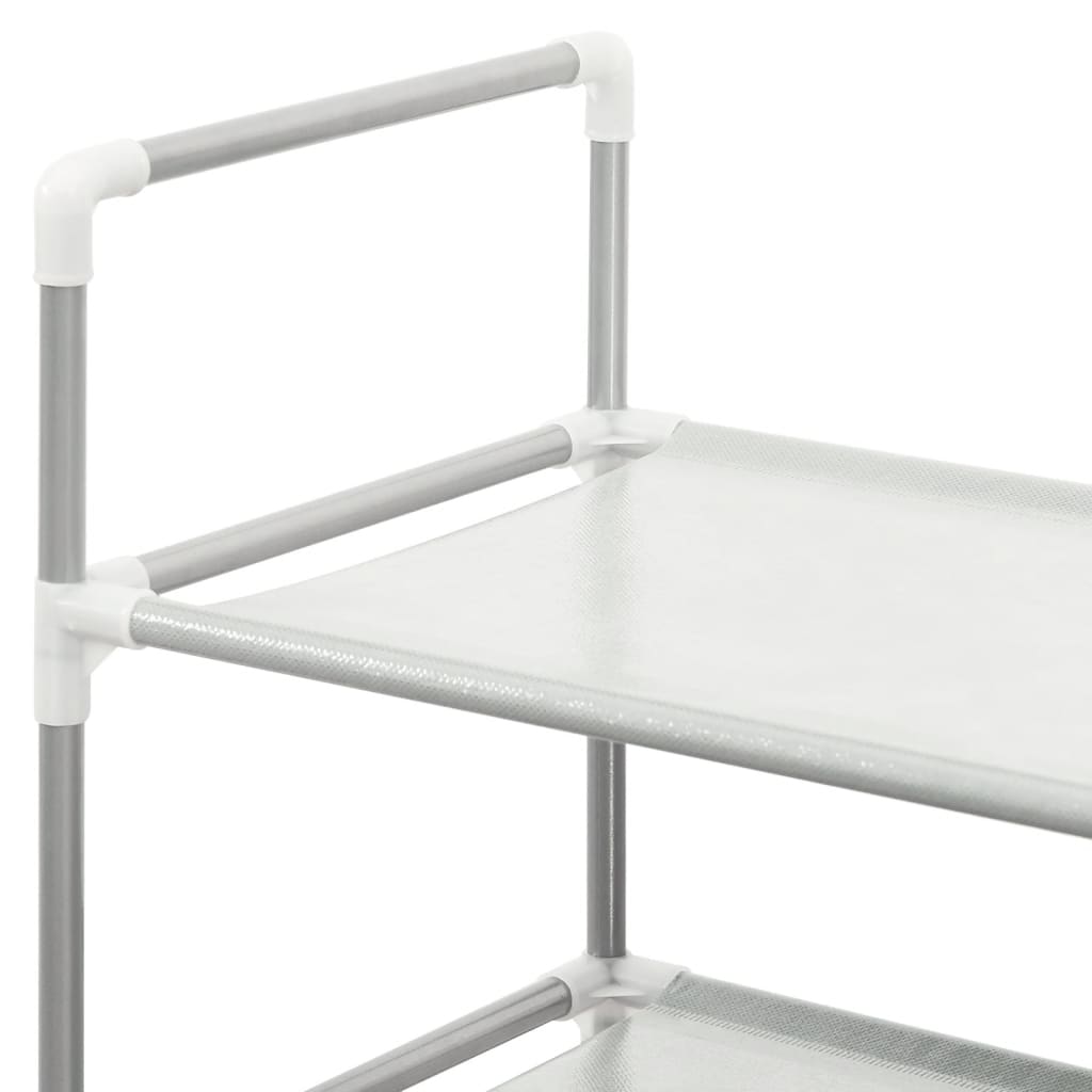 Shoe Rack Silver Metal & Non-Woven Fabric 8 Tiers