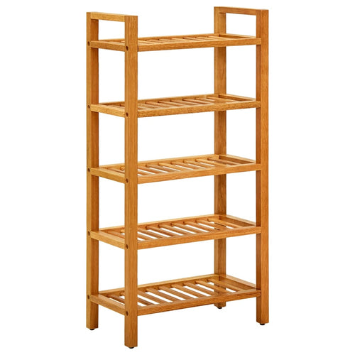 Shoe Rack Natural Solid Oak 5 Tiers