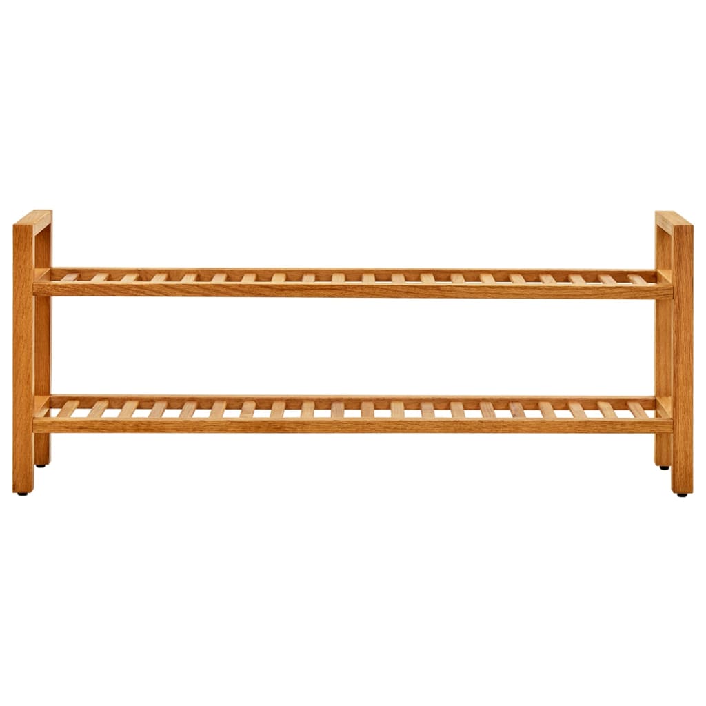 Shoe Rack Natural Solid Oak 2 Tiers