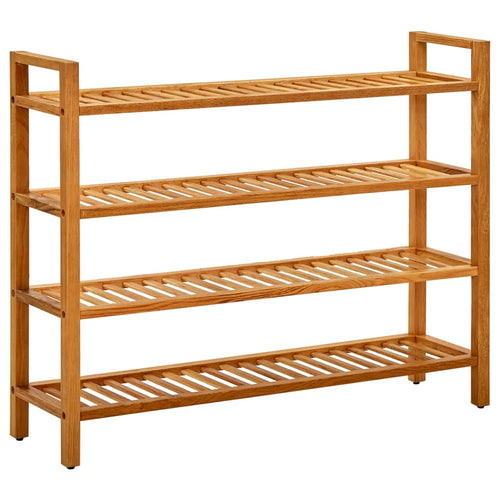Shoe Rack Natural Solid Oak 4 Tiers