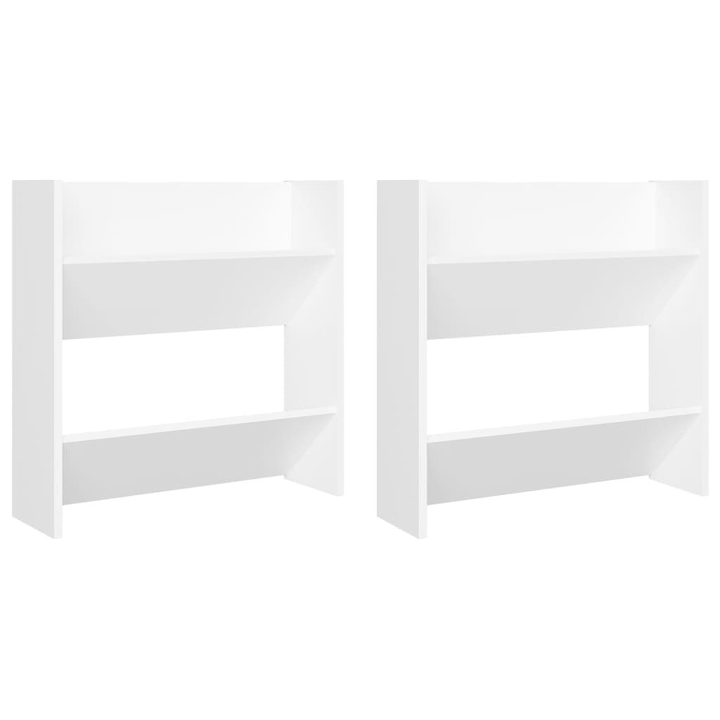Set of 2 Modern 30" Wall Mounted Pine Shoe Cabinet With 2 Tiers