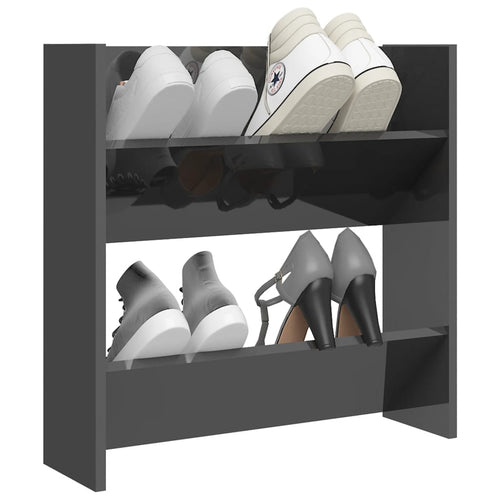 Modern 23" Wall Mounted Pine Shoe Cabinet With 2 Tiers