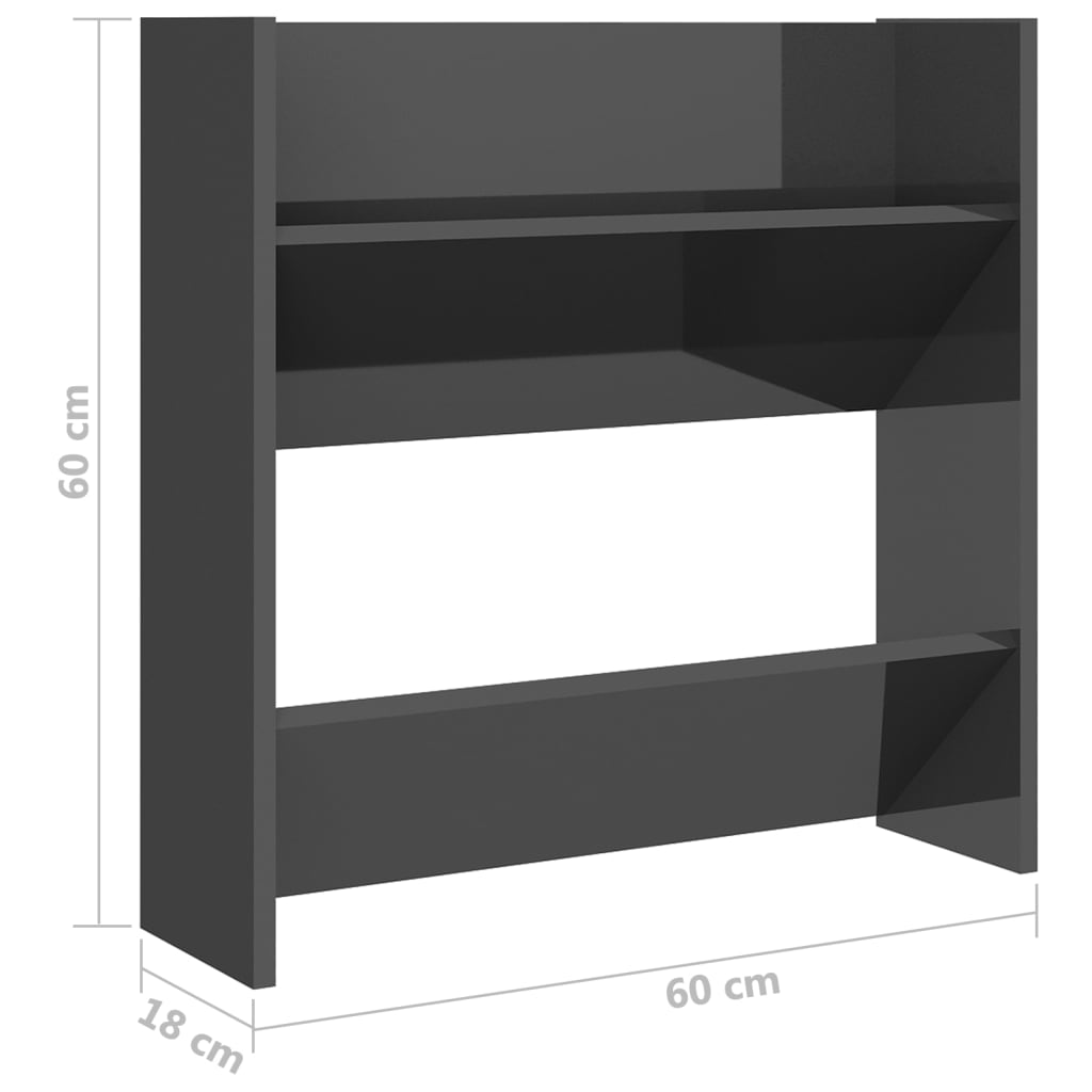 Modern 23" Wall Mounted Pine Shoe Cabinet With 2 Tiers