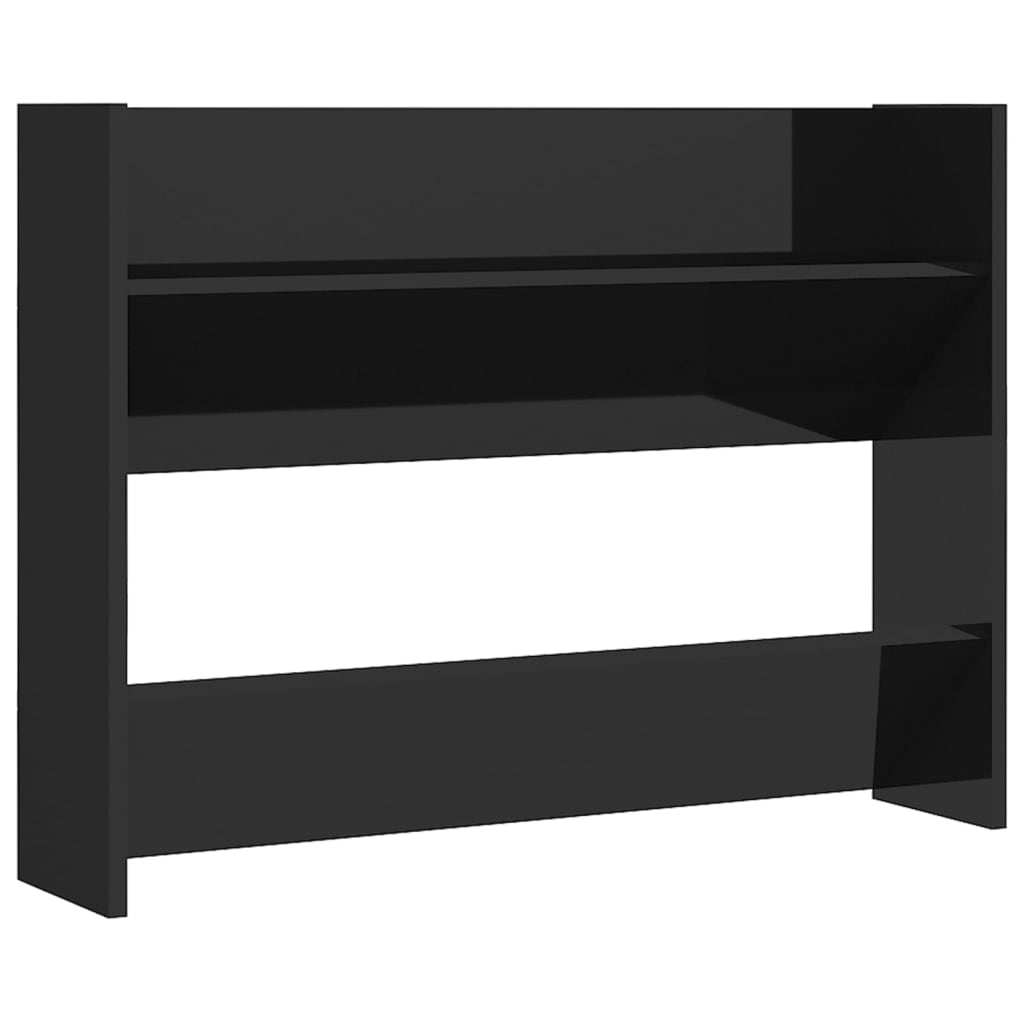 6 Pair Modern 30" Wall Mounted Pine Shoe Cabinet With 2 Tiers