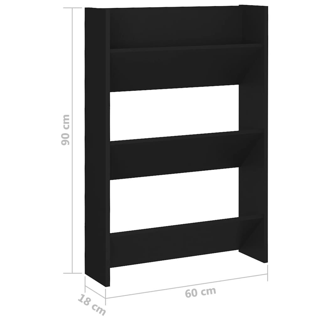 Set of 2 Modern 23" Wall Mounted Pine Shoe Cabinet With 3 Tiers