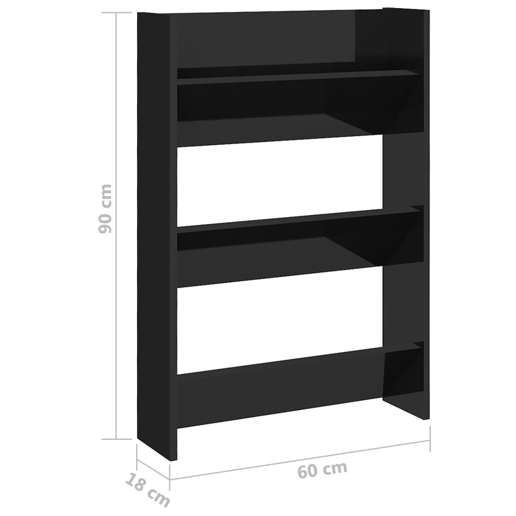 9 Pair Modern 23" Wall Mounted Pine Shoe Cabinet With 3 Tiers