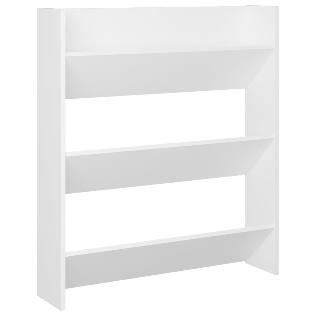 9 Pair Modern 23" Wall Mounted Pine Shoe Cabinet  With 3 Tiers