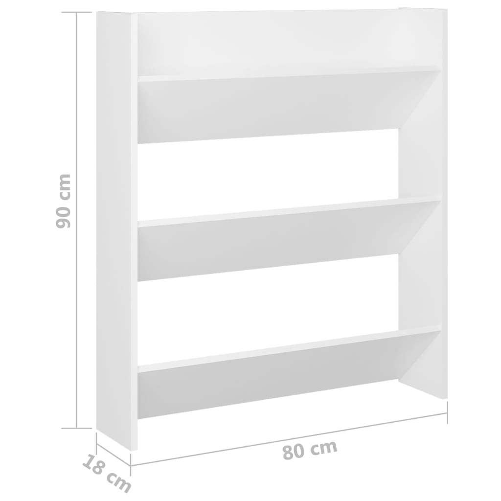9 Pair Modern 23" Wall Mounted Pine Shoe Cabinet  With 3 Tiers