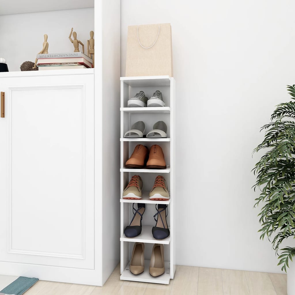 Shoe Cabinet Set Of 2 Sonoma Oak 6 Compartments Tall & Skinny
