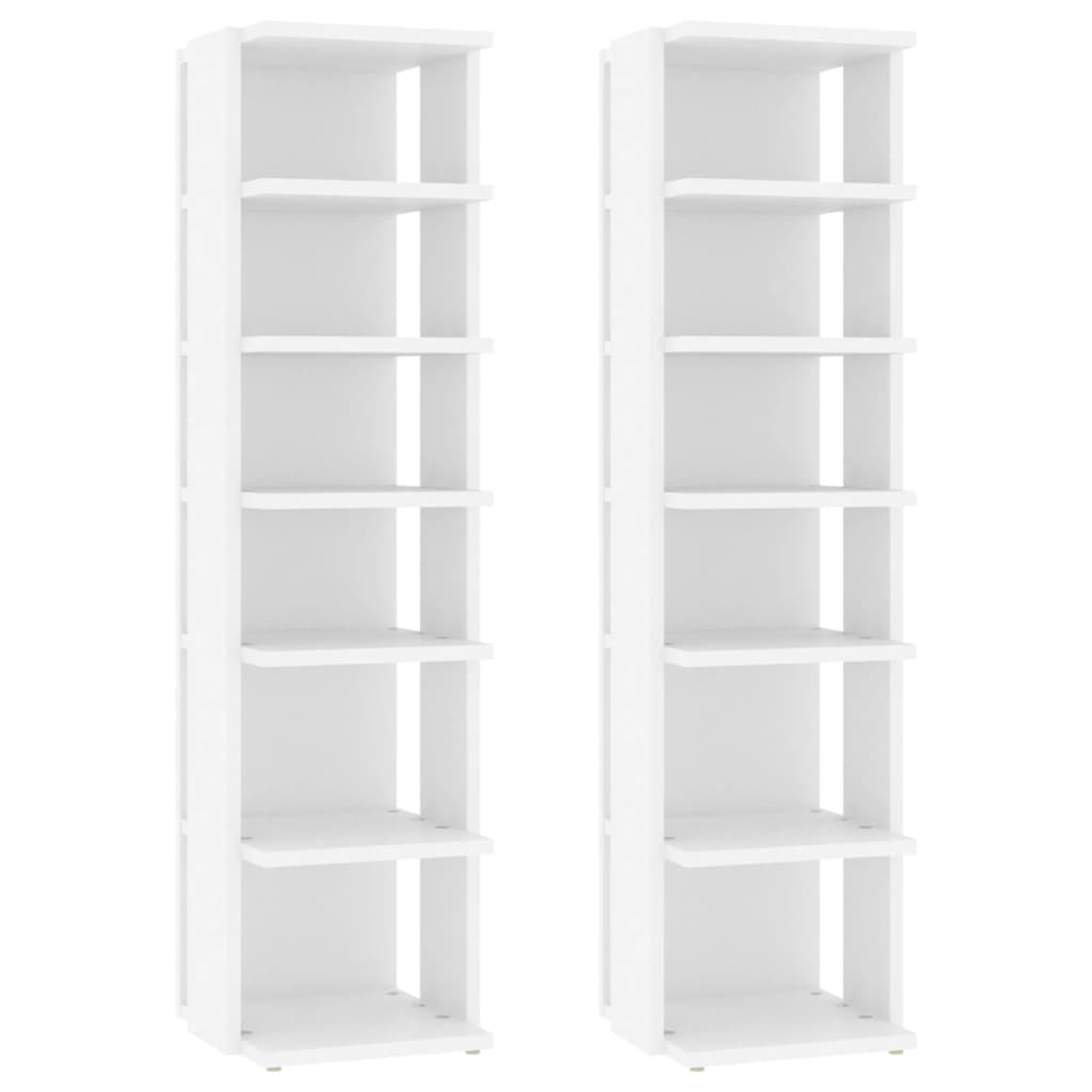 Shoe Cabinet Set Of 2 Sonoma Oak 12 Compartments Tall & Skinny