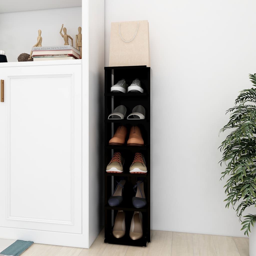 Shoe Cabinet Set Of 2 Sonoma Oak 6 Compartments Tall & Skinny