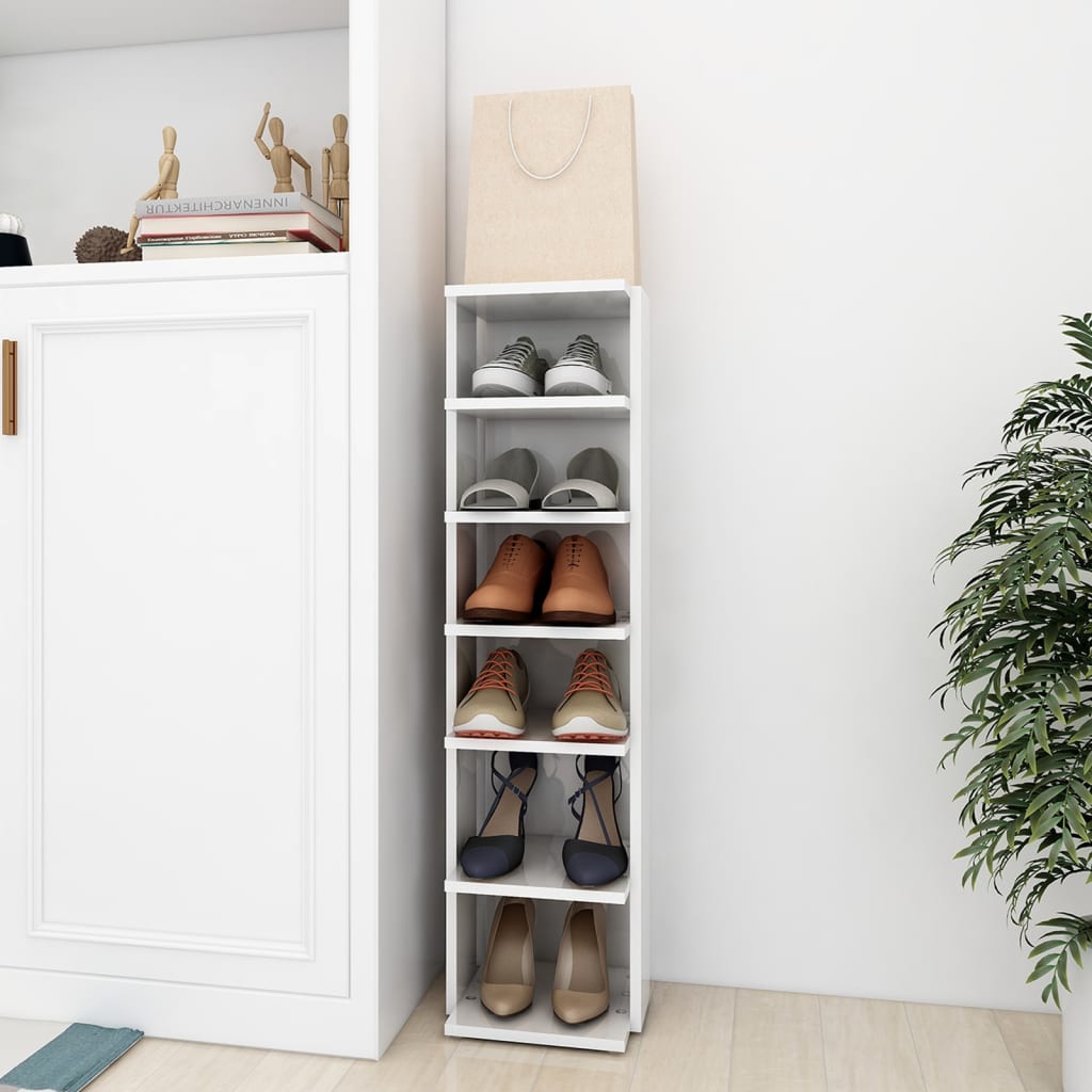 Shoe Cabinet Set Of 2 Sonoma Oak 6 Compartments Tall & Skinny