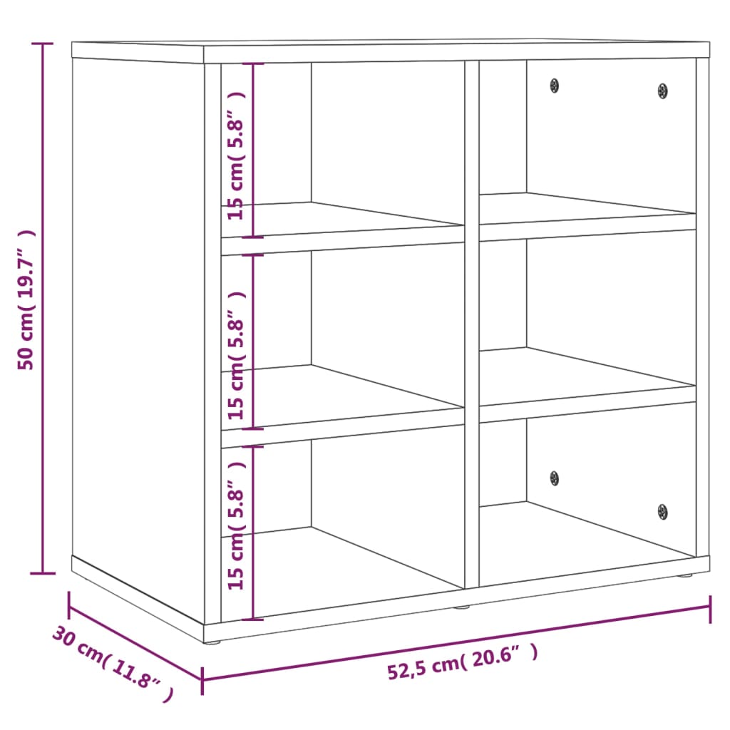 Shoe Storage Cabinet Sonoma Oak 12 Compartments Wide & Long