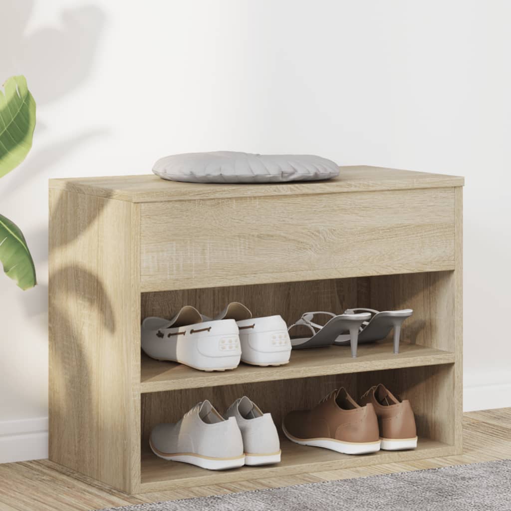 Shoe Storage Bench Sonoma Oak 3 Compartments Wide & Long