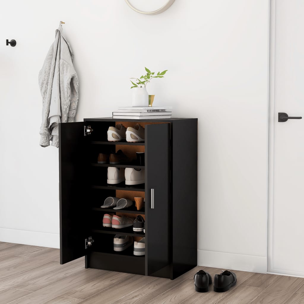 Shoe Cabinet Hardened Oak Tall 2 Compartments