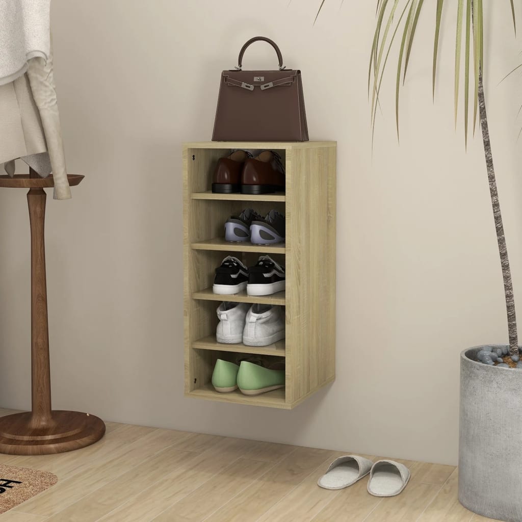 Shoe Cabinet Old Pine Tall 5 Compartments
