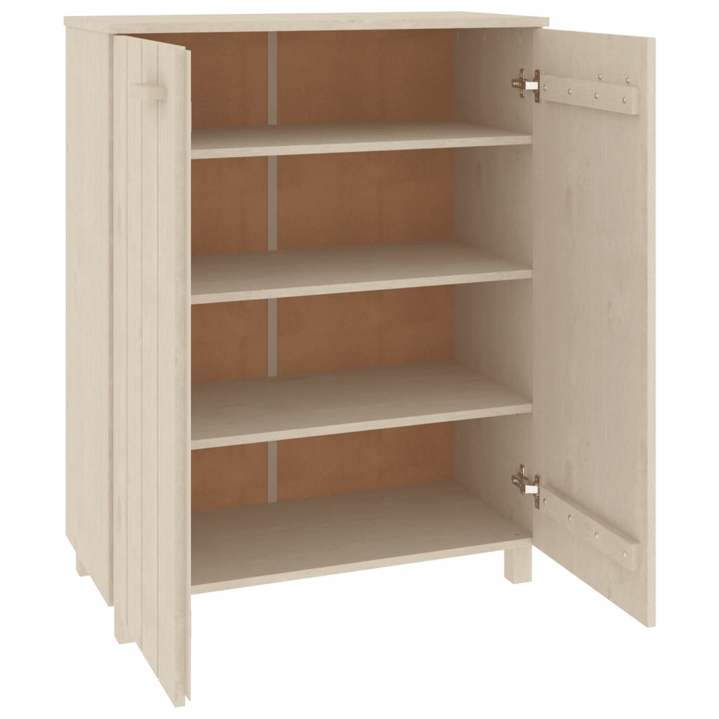Shoe Cabinet Honey Solid Pine 2 Compartments Medium Height