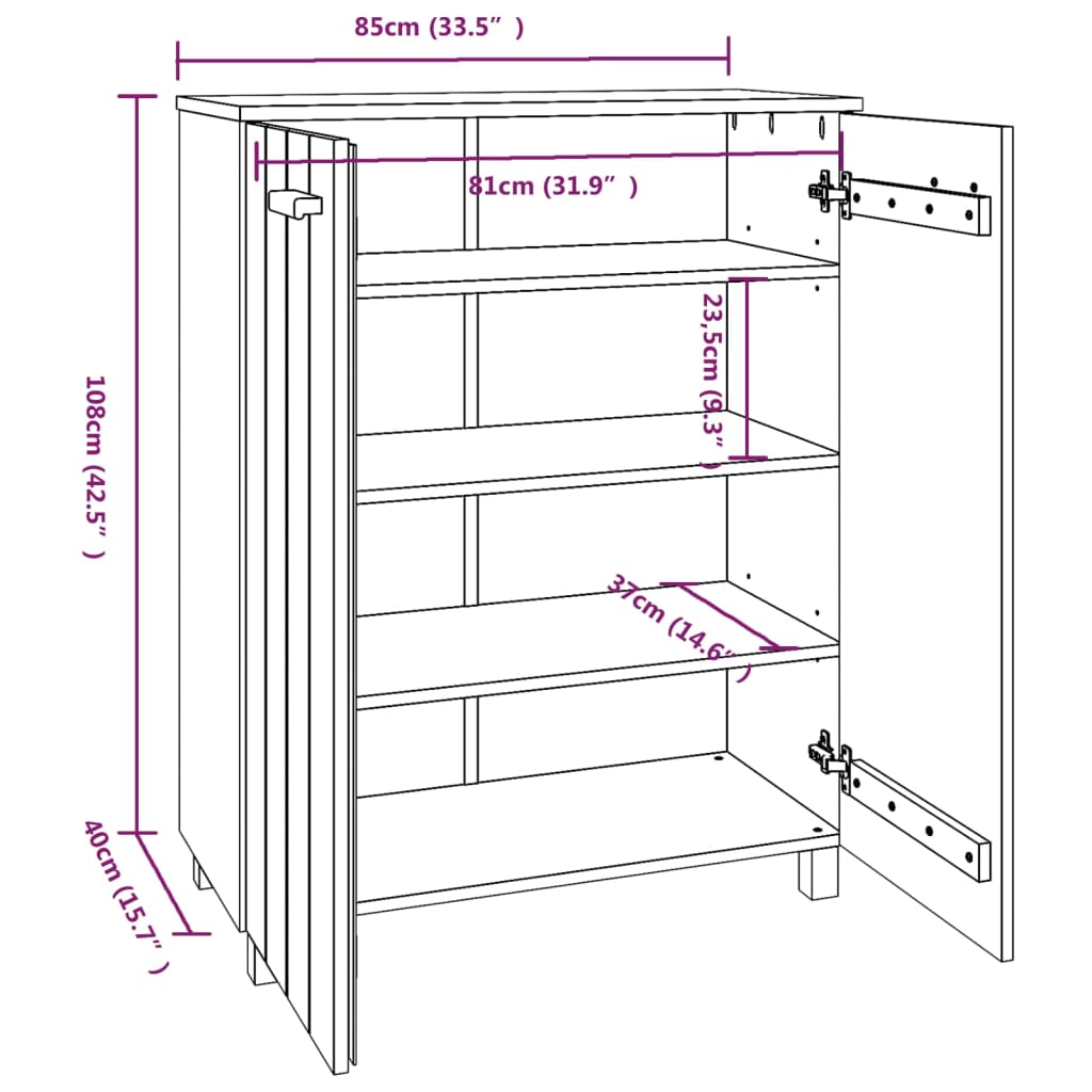 Shoe Cabinet Honey Solid Pine 2 Compartments Medium Height