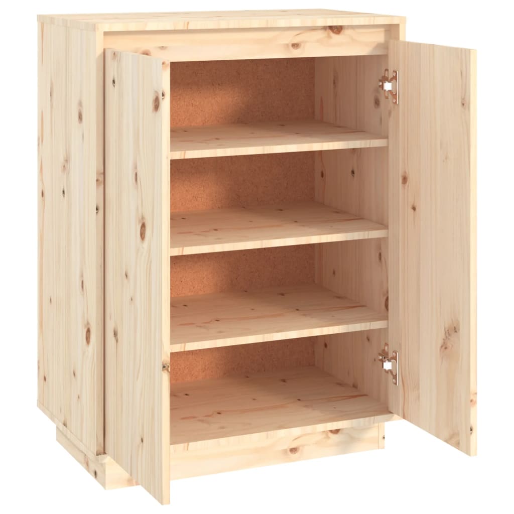 Shoe Cabinet Solid Pine Wood Tall 2 Compartments