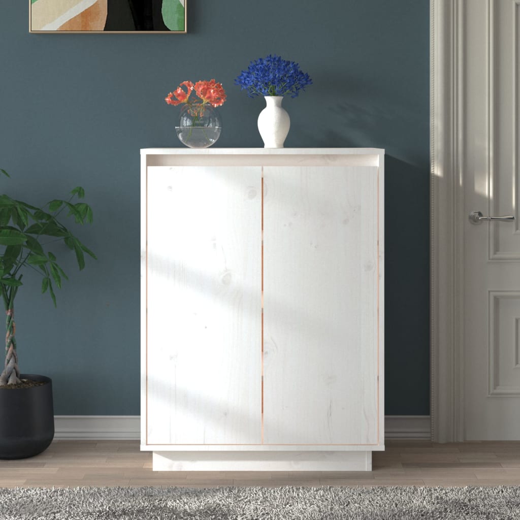 Shoe Cabinet Solid Pine Wood Tall 2 Compartments