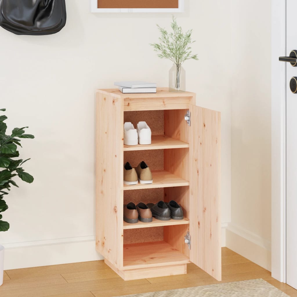 Shoe Cabinet Solid Pine Wood Tall & Skinny 2 Compartments