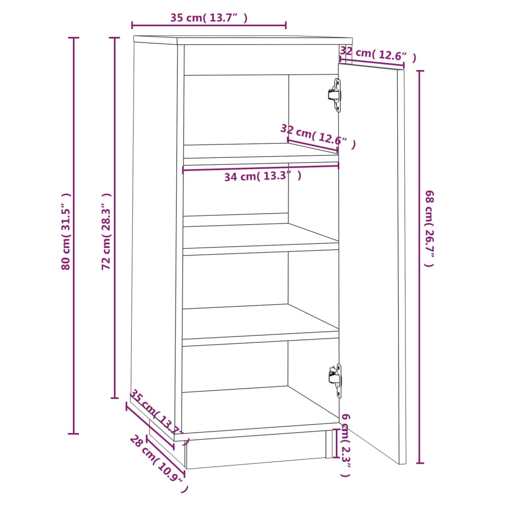 Shoe Cabinet Solid Pine Wood Tall & Skinny 2 Compartments