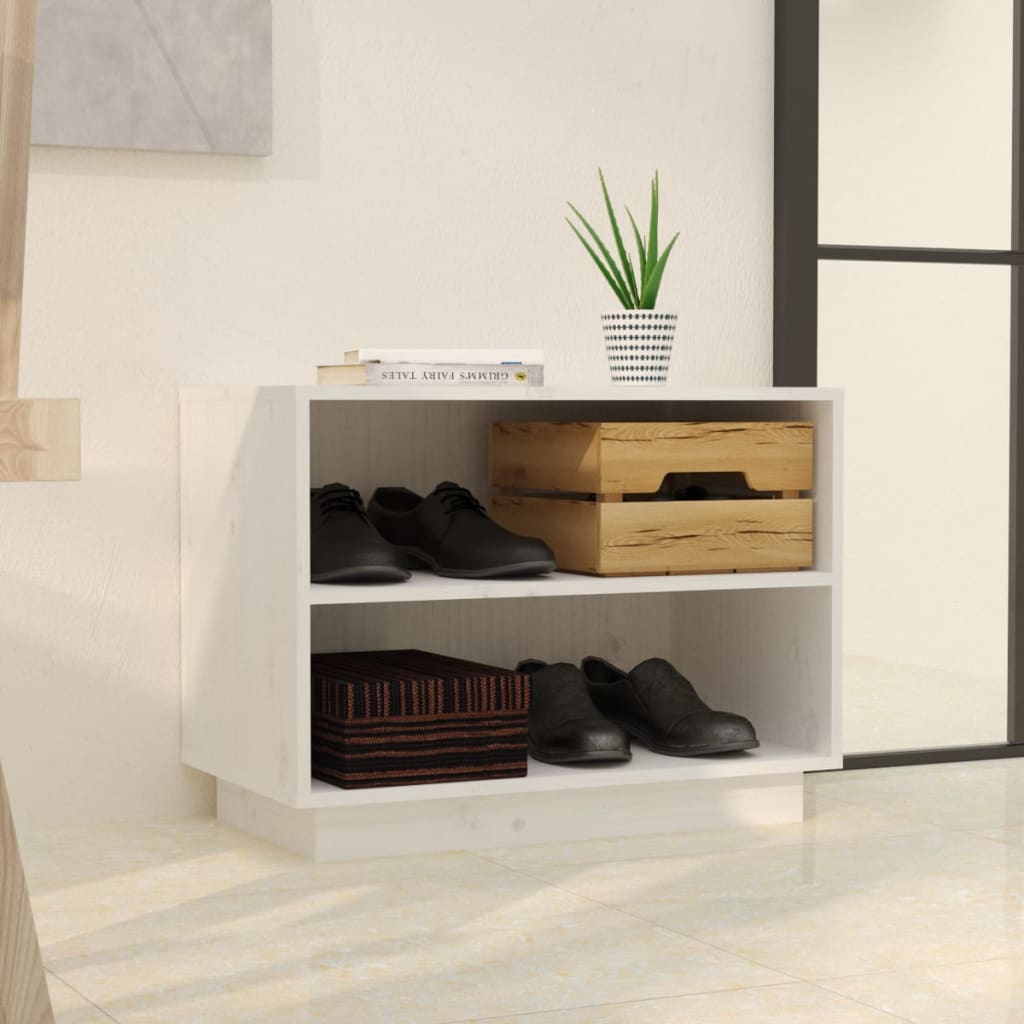 Shoe Cabinet Solid Pine Wood Wide & Deep 2 Compartments