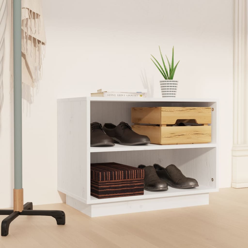Shoe Cabinet Solid Pine Wood Wide & Deep 2 Compartments