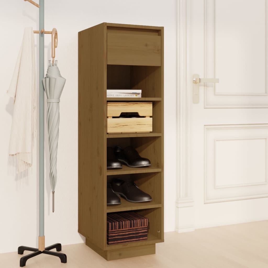 15 Pair 11" Tall & Narrow Scandinavian Solid Pinewood Shoe Cabinet