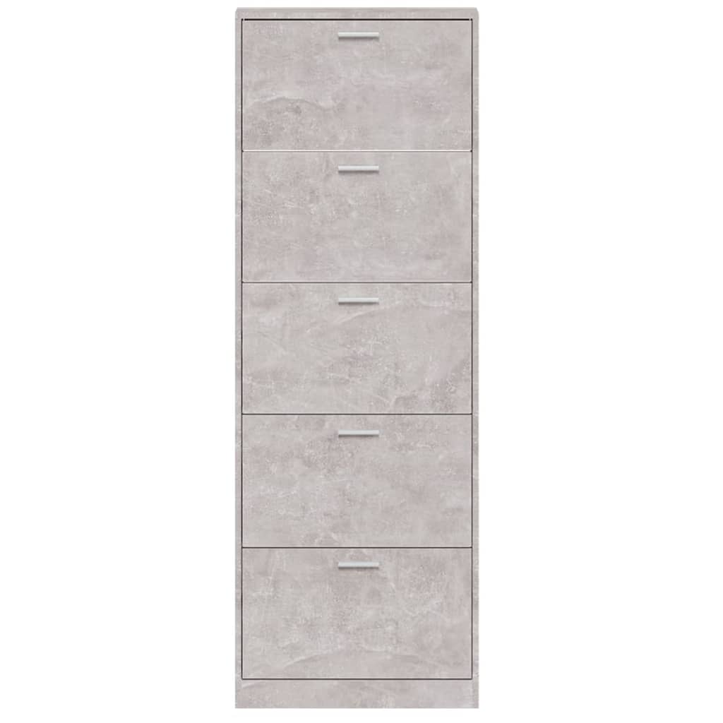 Shoe Cabinet Concrete-Finished Pine 5 Drop-Down Drawers Tall & Narrow