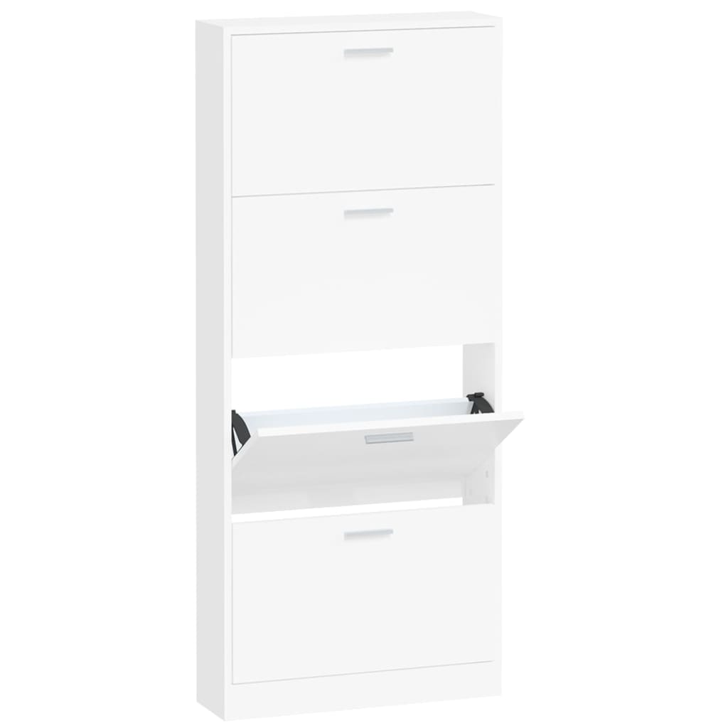 Shoe Cabinet Hand-Finished Pine 4 Drop-Down Drawers Tall & Narrow