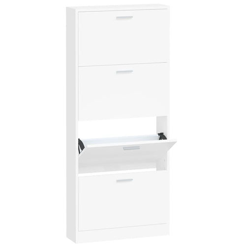 Shoe Cabinet Hand-Finished Pine 4 Drop-Down Drawers Tall & Narrow