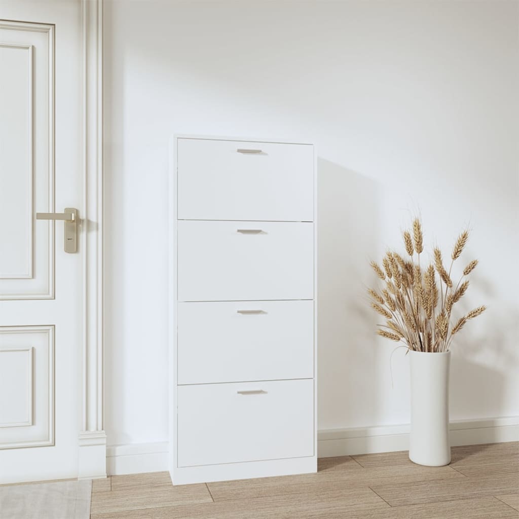 Shoe Cabinet Hand-Finished Pine 4 Drop-Down Drawers Tall & Narrow