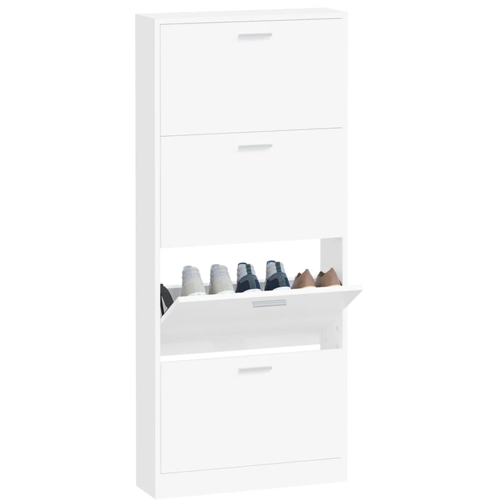 Shoe Cabinet Hand-Finished Pine 4 Drop-Down Drawers Tall & Narrow