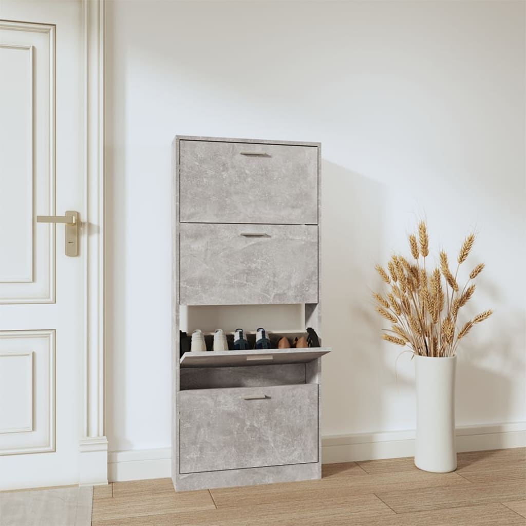 Shoe Cabinet Hand-Finished Pine 4 Drop-Down Drawers Tall & Narrow